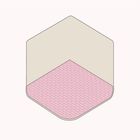 Kein Text vorhanden. Eine Illustration zeigt eine sechseckige Form mit rosafarbener Ziegelfläche und beiger Wand.