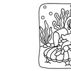 Illustration: Ein Axolotl mit Kopfhörern schläft entspannt in einem Sessel unter Wasser. Eine Schnecke ist unten rechts.