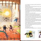 „Los, du Ungetüm!“, „Haaa-püüüh!“, „So ist's brav!“, Personen stehen einem feuerspeienden Drachen gegenüber. Unten Gemälde zweier Tiere.