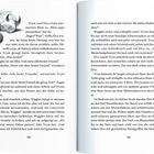 Ein schlafender Drache illustriert links oben. Der Text beschreibt eine Szene mit Trym, Elva und einem Wesen namens Wiggles.