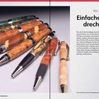 Teil 3: Einfache Stifte drechseln. Verschiedene Holzstifte liegen nebeneinander. Eleganz durch edles Material.
