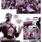 Sprechblasen-Dialoge zwischen Superhelden in futuristischen Outfits in einer comic-haften, dynamischen Umgebung.