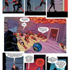 Comic-Panel: Zwei Helden im Gespräch über Versorgungsengpässe und Überlebende. Ein Raum voller erschöpfter Menschen.