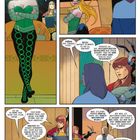 Ein Comic mit grüner Frau, Gesprächen über Erbe, Asgard, Balder und bedrohliche Gerüchte. Figuren diskutieren am Tisch.