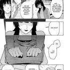 Eine Manga-Seite mit Gespräch zwischen zwei Mädchen in einem Wohnhaus. Eine ist besorgt, die andere erschrocken.