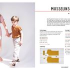 Auf der linken Seite sind zwei Kinder. Rechts steht "Musselinshirt" mit Anleitungen zu Stoffauswahl und Zuschnitt.