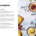 "Für 2-4 Portionen, So geht’s, Grundrezept Milchreis." Links Zutaten, rechts vier Milchreis-Varianten in Schalen.