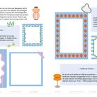 Seite zeigt kreativ gestaltete Rahmen mit Texten: „No, Thanks“, „To Be Honest …“, „Helfende Hände“ und dekorative Illustrationen.