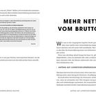 Texte: „Mehr Netto vom Brutto?“, „Antrag auf Lohnsteuer-Ermäßigung“. Eine Anleitung zur Steuererklärung mit Formularfeld.