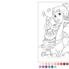 Illustration einer jungen Frau mit Katzen. Zahlreiche Zahlen für Malanweisungen sind auf dem Bild verteilt.