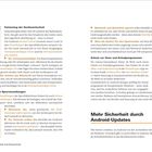 Seite 148 und 149.  
Ein vertrauswürdiger Ort.  
Sichere Sperreinstellungen.  
Mehr Sicherheit durch Android-Updates.  
Schutz vor Viren und Schadprogrammen.  
Vertrauenswürdige Orte.  
Vertrauenswürdiges Gerät.  
Jetzt optimieren. 
Icone von Geräten und Sicherheitslogos.