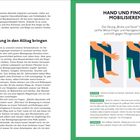 Seite 40. Überschrift: "HAND UND FINGER MOBILISIEREN". Illustration von Händen, die sich öffnen und schließen.