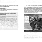 Text: „Beispiel von Petra Frömsdorf...“, „Die ersten Schritte auf der Datingseite“, „So meldest du dich bei ‚Zusammen‘ an“.  
Links kürzere Geschichte über Dating eines Mannes namens Franz. Rechts ein lachendes Paar.