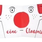 „eine Clownsnase“ zeigt eine Illustration eines Clown-Gesichts mit roter Nase und Haaren.