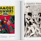 Links: "FAMOUS FUNNIES Featuring BUCK ROGERS". Rechts: Schwarz-Weiß-Cover mit Buck Rogers in Action.
