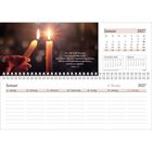 Zwei brennende Kerzen und der Text aus Matthäus 5:17 darüber. Kalender für Januar 2027 darunter.