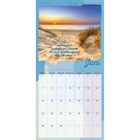 Text: „So unermesslich groß wie der Himmel ist seine Güte zu denen, die ihn ehren. Psalm 103,11“ und „Juni“. Bild: Sonnenuntergang am Strand. Kalender für Juni mit Wochentagen.