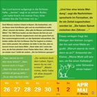 Texte: Verschiedene Witze und Anekdoten, Kalender für Mo 26. bis So 2., APR MAI, 17. Woche. Links oben Witz über "Lord" und "Butler". Unten grüne Zeichnung einer Kuh.
