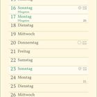 Kalender für Mai mit Feiertagen wie Maifeiertag, Muttertag. Verziert mit Blumen-, Blätter- und Schmetterlingsillustrationen.