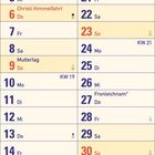 Kalender für Mai 2027 mit Feiertagen wie Maifeiertag, Christi Himmelfahrt und Pfingsten. Wochen sind nummeriert.