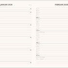 Kalenderübersicht für Januar und Februar 2028, mit Feiertagen wie Neujahr und Valentinstag markiert.