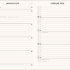 Kalender für Januar und Februar 2028. Feiertage: Neujahr, Heilige Drei Könige, Valentinstag, Rosenmontag, Fastnacht.