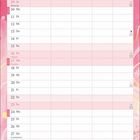 Kalender für Mai mit Feiertagen wie Maifeiertag, Christi Himmelfahrt, Muttertag und Pfingsten. Rosa Hintergrund.