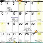 Mai-Kalender mit Illustration. Text: "Das ist ein Fall für DIE WILDEN KANINCHEN!" und lustige Szenen.