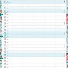 Kalender für Mai mit Feiertagen wie Christi Himmelfahrt und Muttertag, umrahmt von Erdbeer- und Blumenmustern.