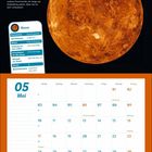 Höllische Venus, Unser nächster Nachbar, Venus, 05 Mai Kalender, Richtig heiß, Immer heißer! Text erklärt Venus als extrem heißen Planeten.