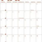 Kalenderseite Mai, mit wichtigen Tagen: Maifeiertag, Christi Himmelfahrt, Muttertag, Pfingsten, Fronleichnam.