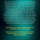 Ein gefeierter Autor wird des Mordes verdächtigt ... über den er schreibt. Dunkler Hintergrund mit gelber und weißer Schrift.