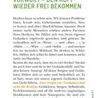 **VORWORT - DEN KOPF WIEDER FREI BEKOMMEN**

Der Text beschreibt, wie Denken belastend werden kann. Ein Satz ist hervorgehoben: "Gedanken sind nicht die Realität."