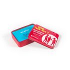 Der Text "DAS BIN ICH" ist auf einer blauen Karte, daneben eine rote Schachtel mit "Mini-Talk-Box 3" und Kinder-Silhouetten.
