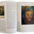 Links befindet sich viel Text über Oskar Kokoschka. Rechts ein expressionistisches Porträt mit intensiven Farben.