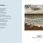 Links Gedicht "An der harten Kante 1933", rechts Gemälde einer stürmischen Meeresküste mit dunklem Himmel.