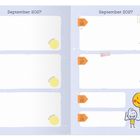 KW 37, September 2027. Kalender mit Notizenbereich für 13.-19. Sept. Illustration unten rechts: Zwei Personen mit Ballon.