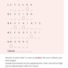 Übung 47: Buchstabensalat lösen. Fünf Wörter in Buchstaben zerlegt. Unten folgt ein kurzer italienischer Text.