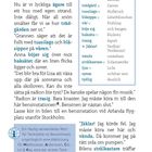 Seite 36 zeigt einen schwedischen Text mit Vokabelübersetzung und Erklärung für "bensin(m)mack." Farbig hervorgehobene Wörter sind Begriffe wie "fritidshus" und "trädgård."