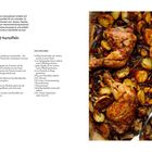 Hähnchen, Paprika und Kartoffeln mit Cajun-Gewürz gebacken, serviert mit Chimichurri. Rezept für vier Personen, Backzeit 45 Min.