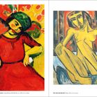 Links: "Hermann Max Pechstein, Young Woman with Red Fan, ca. 1910". Rechts: "Karl Schmidt-Rottluff, Nude, 1914". Zwei expressionistische Gemälde.