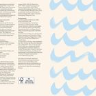 Links Text über die Verlagspraxis, rechts blaue Wellen auf weißem Hintergrund. Holzfrei gedruckt, FSC-Mix zertifiziert.