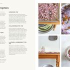 "Meine Lieblingstees" steht oben. Links sind Teebeschreibungen, rechts Fotos von getrockneten Blüten auf verschiedenen Oberflächen.