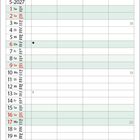 Kalender für Mai 2027. Oben ein Foto von einem Strand, Bergen und einem Doppelregenbogen.