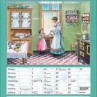 Oben steht "Mai", darunter ein Kalender. Illustration: Frau und Kind in einer gemütlichen Küche. Text: "Kartoffel-Gemüse-Rösti".