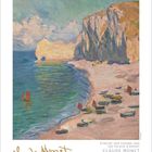 ÉTRETAT: Der Strand und die Falaise d'Amont. Claude Monet 1885. Ein Gemälde mit einer Küstenlandschaft und Klippen.