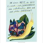 "In einer Welt, die hetzt & rennt – ist Langsamkeit ein rebellischer Akt und eine stille Superkraft." Illustration einer Schnecke.