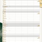 Kalender für Mai 2027, Wochentage und Daten, Platz für Notizen, grünes und goldenes Design.