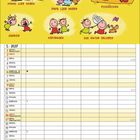 "Es gibt viel zu tun: Mama lieb haben, Papa lieb haben, Picknicken, Zanken, Vertragen, Die Natur erleben." Illustration oben, darunter ein Kalender.