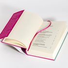 Das Buch zeigt ein aufgeschlagenes Inhaltsverzeichnis mit Kapiteln und Seitenzahlen. Ein pinkes Leseband liegt mittig.